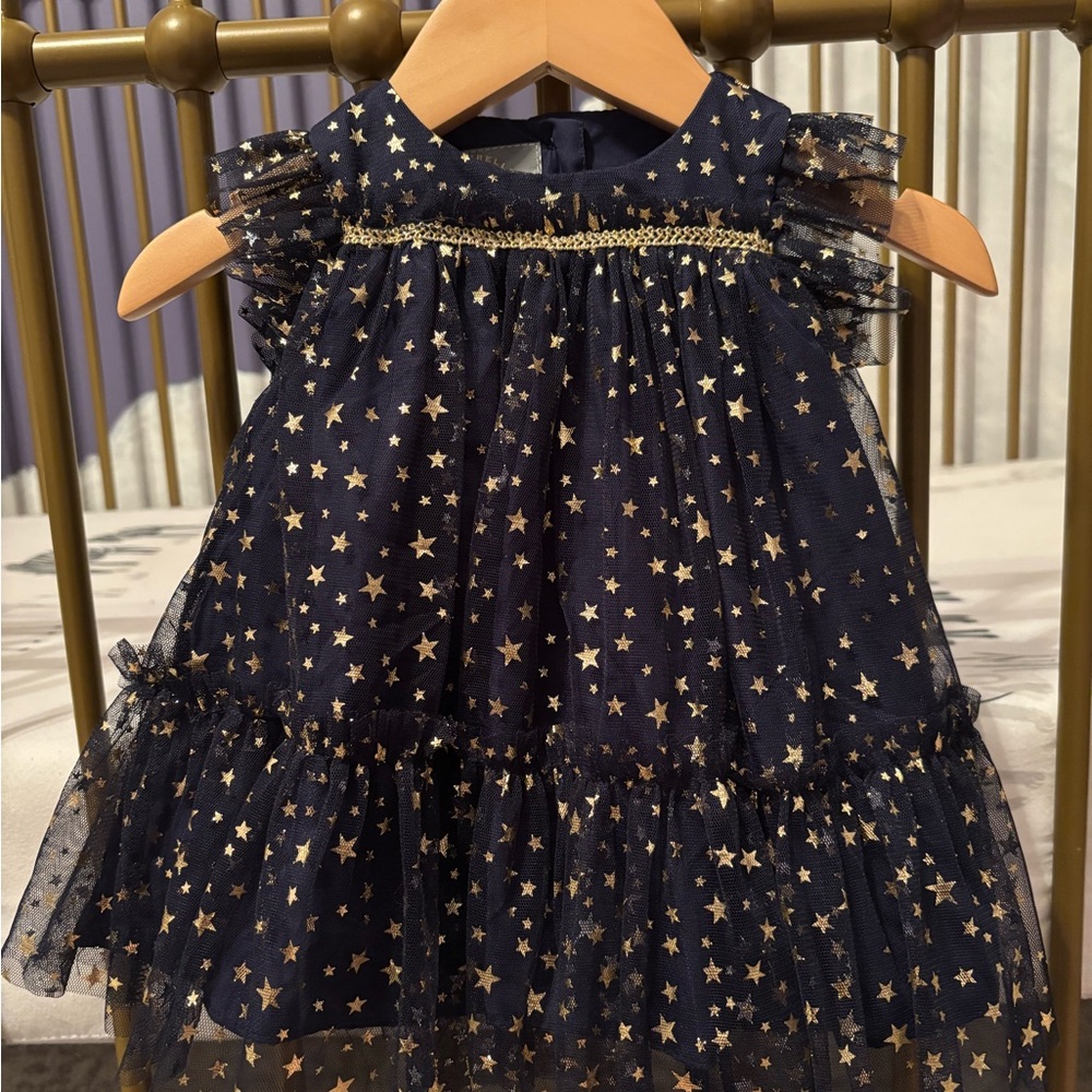 Pippa & Julie Navy and Gold Star Tulle Dress